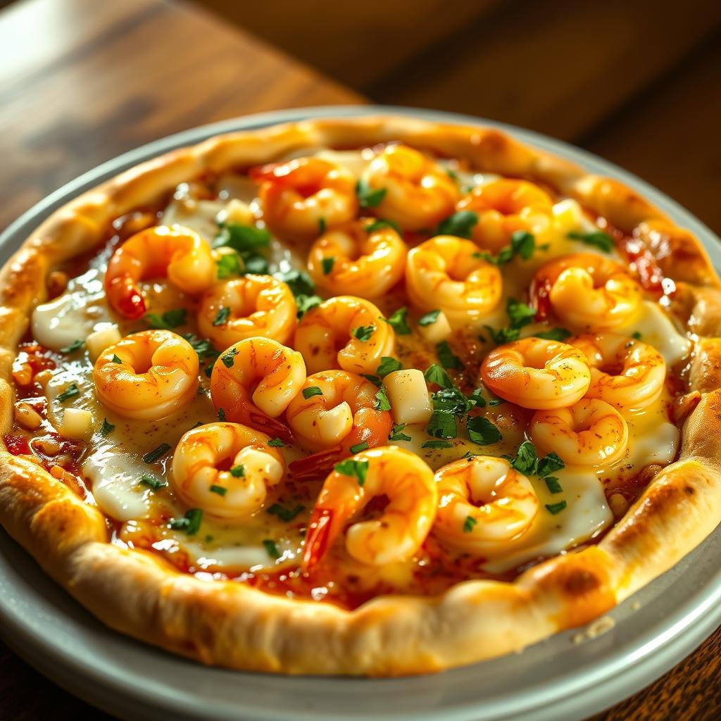 buttery shrimp scampi pizza