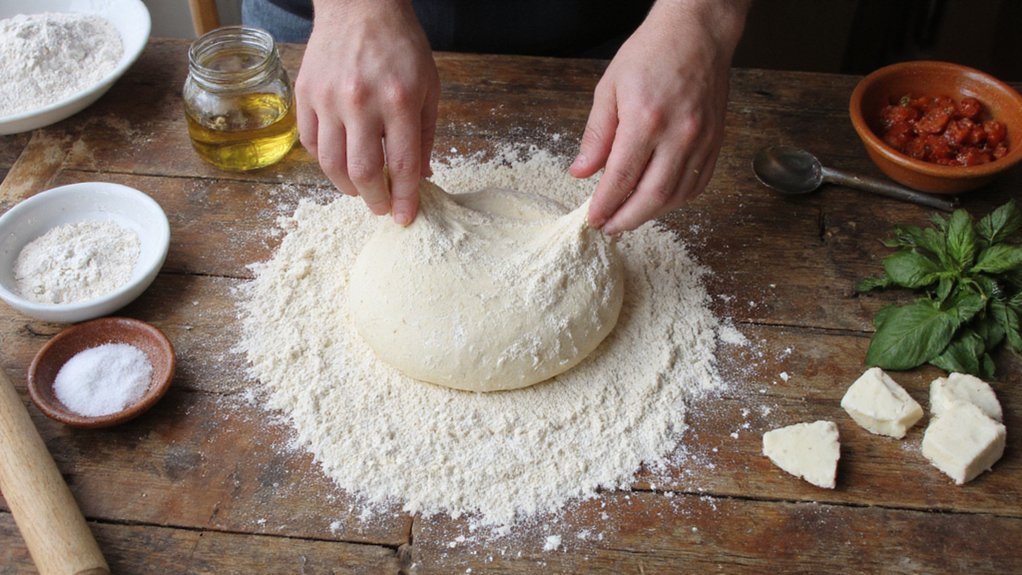 flour yeast salt toppings