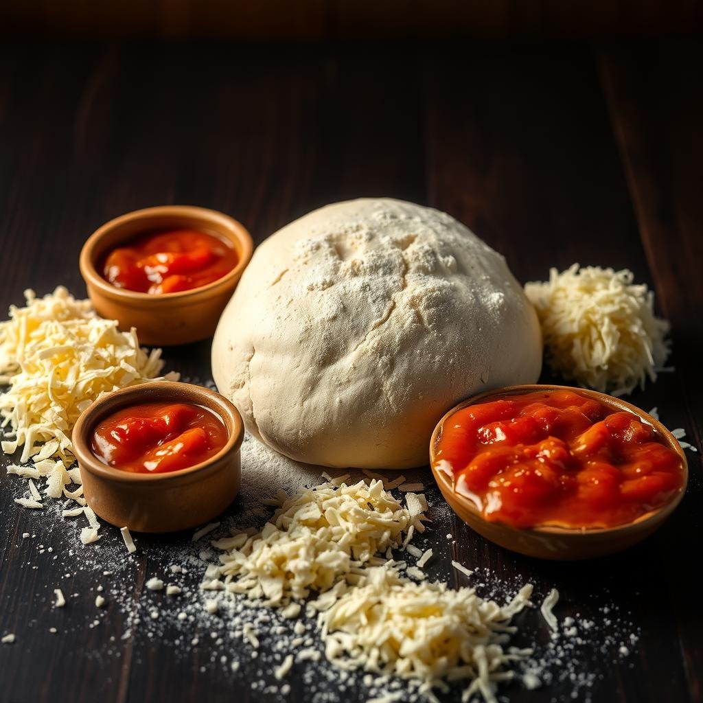 ingredients dough sauce cheese