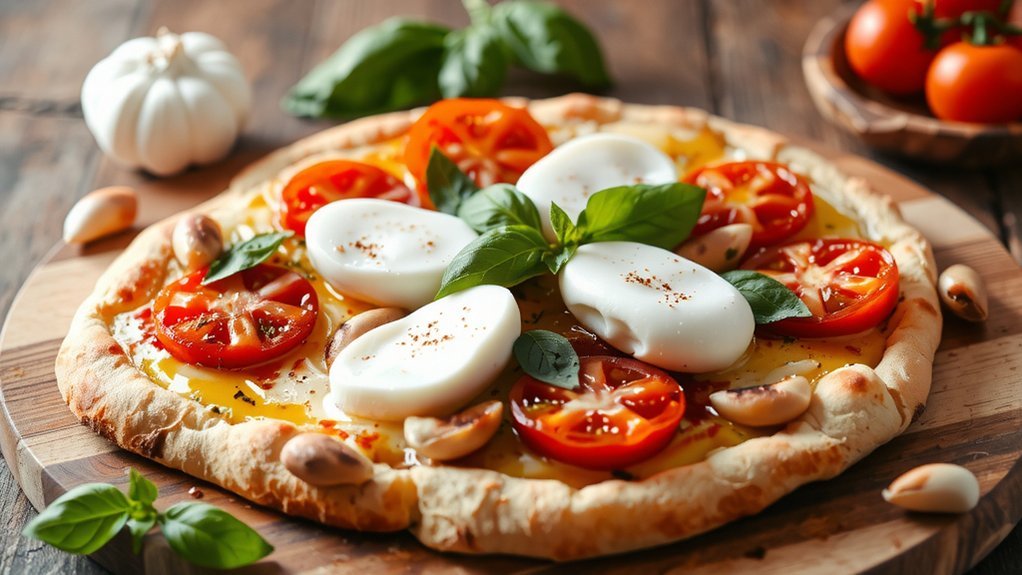 bright basil on pizza