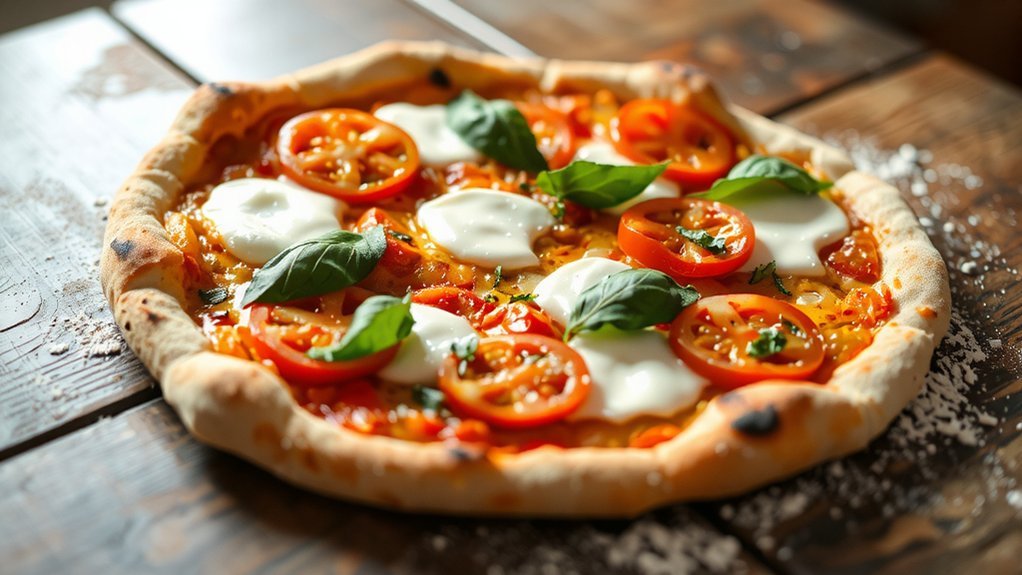 caprese pizza with mozzarella
