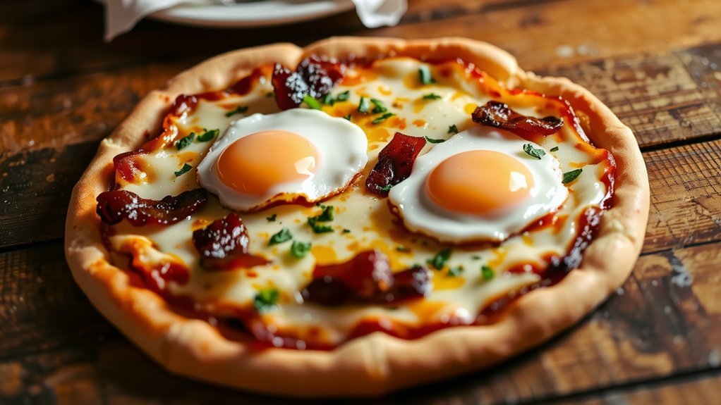 garlic butter crust breakfast pizza