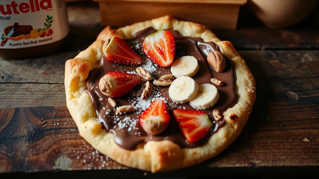 nutella swirl dessert pizza
