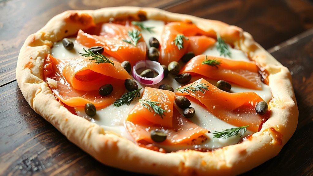 thin crust salmon dill capers